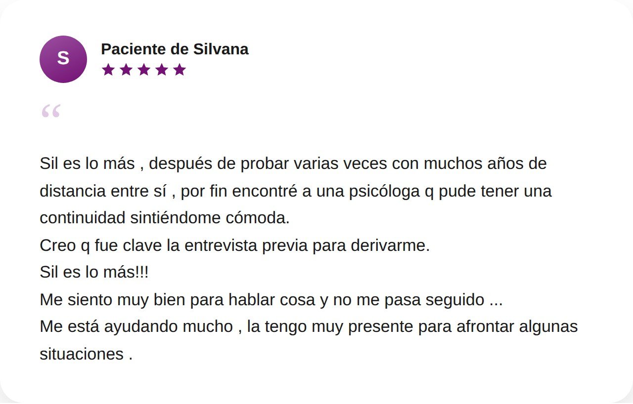 Testimonio de paciente de Silvana